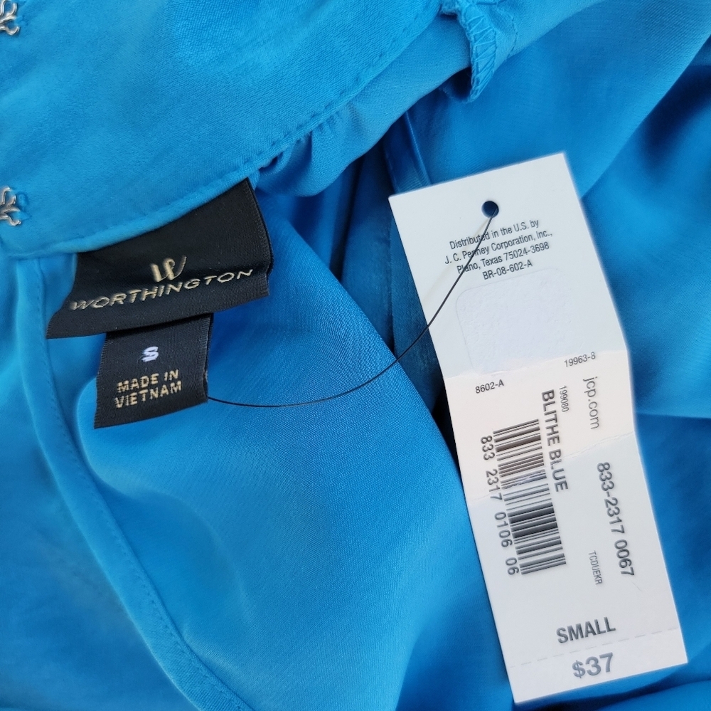 Worthington women blouse size S Color blithe blue - Picture 8 of 8